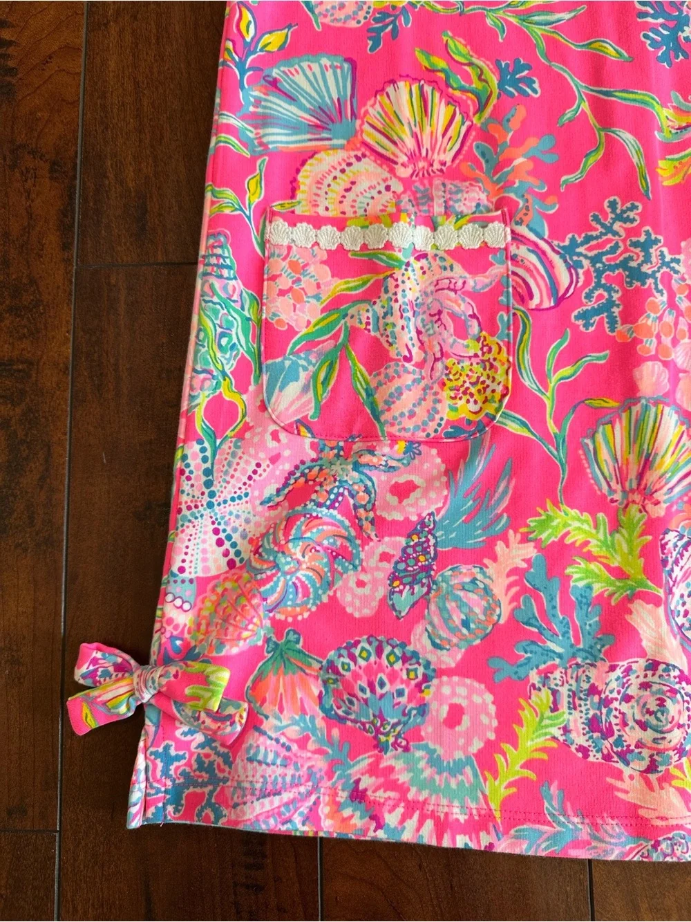 Lilly Pulitzer Girls Pink Stretch Seashell Print Shift Dress Sz XL (12-14)